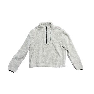 Wallflower Jacket Juniors Large White Sherpa Fleece Collared 1/2 Zip Pullover